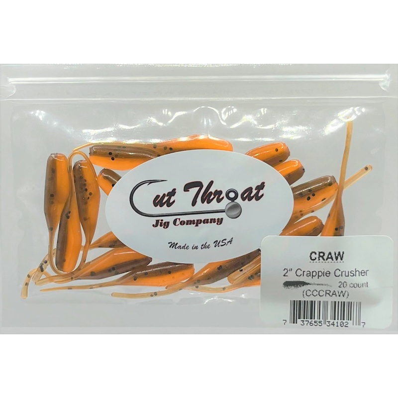 Cut Throat Crappie Crusher 2" Stinger Tail Shad - CRAW  20ct