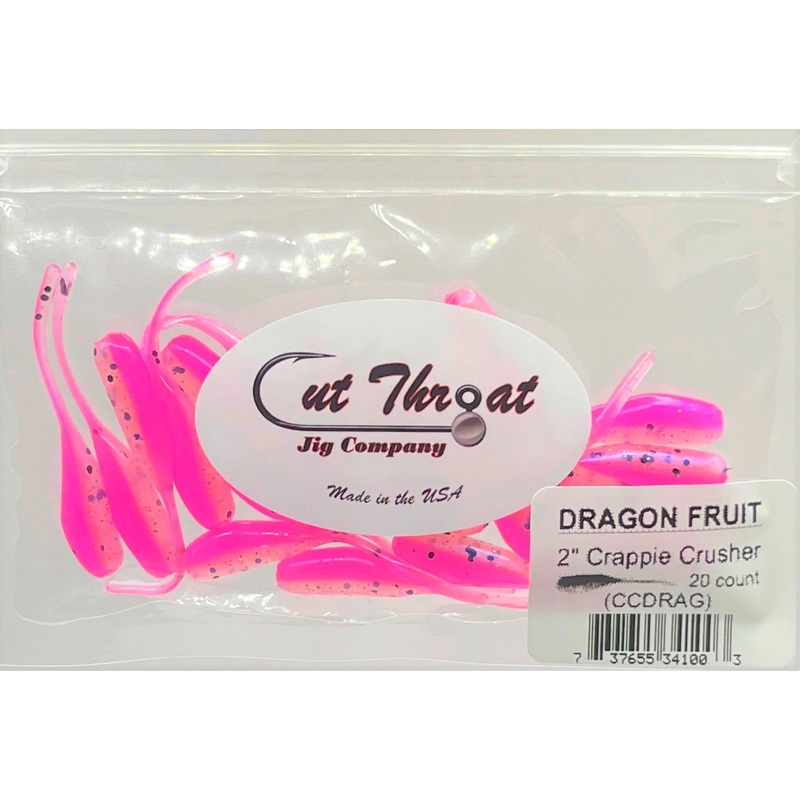 Cut Throat Crappie Crusher 2" Stinger Tail Shad - Dragon Fruit  20ct