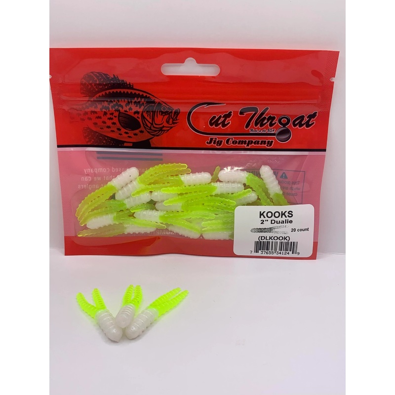 Cut Throat Jig 2" Dualie Ribbed Split Tail - KOOKS  20pk