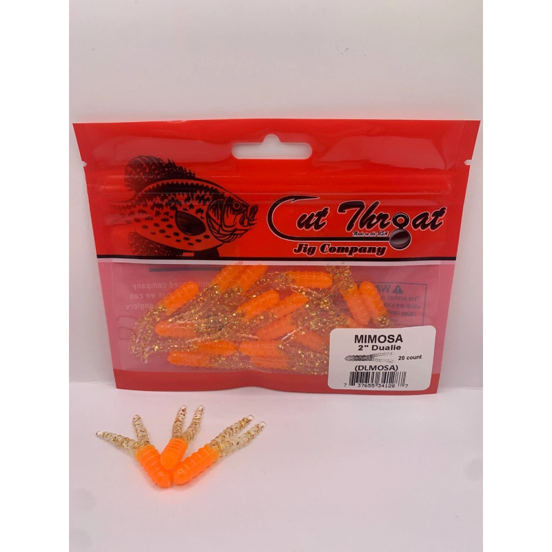 Cut Throat Jig 2" Dualie Ribbed Split Tail - MIMOSA 20pk