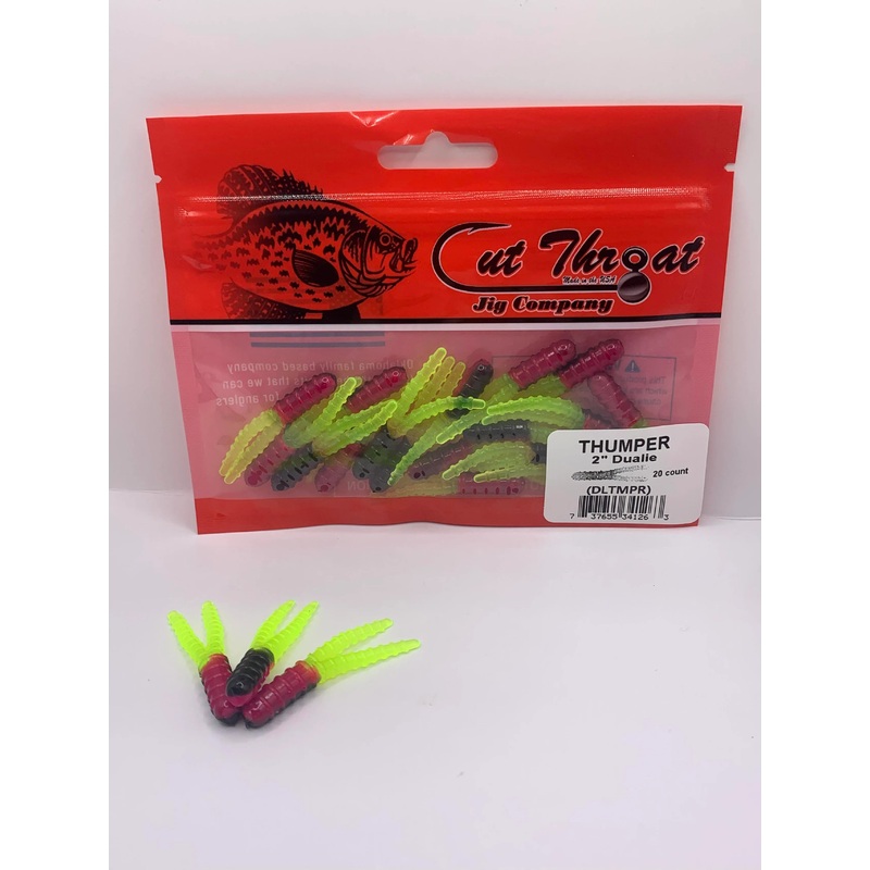 Cut Throat Jig 2" Dualie Ribbed Split Tail - Thumper  20pk