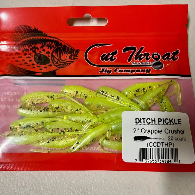 Cut Throat Crappie Crusher 2" Stinger Tail Shad - DITCH PICKLE  20ct
