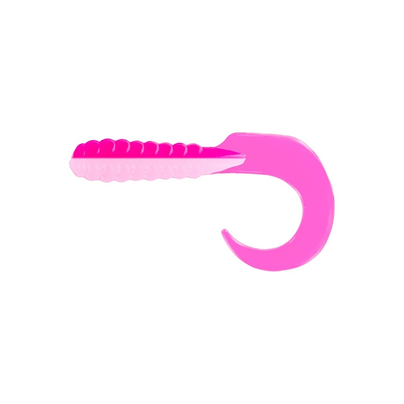 Big Bite Curl Tail Grub 3" -Pink/White 10pk