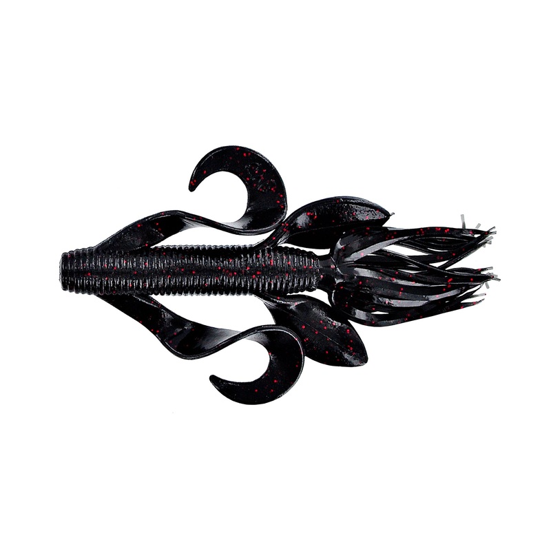 Yamamoto Kreature 4'' - Black w/Sm Red Flake 7pk