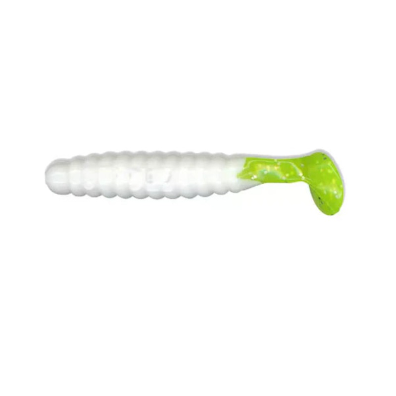 Charlie Brewers 1.5" Crappie/Panfish Slider Grubs 15/pk - White Chartreuse