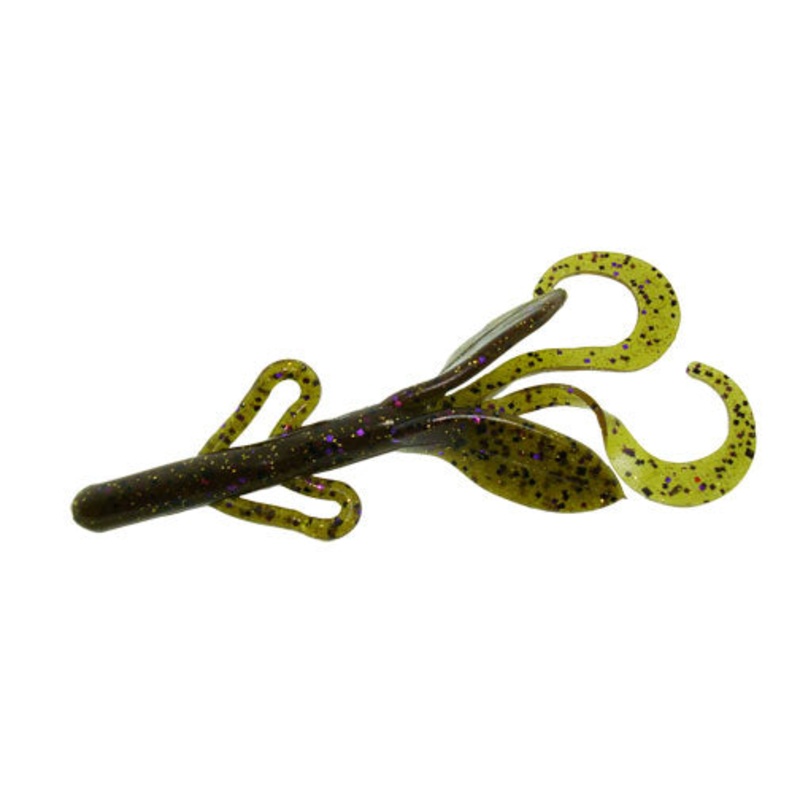 Zoom Baby Brush Hog 4'' - Green Pumpkin Prp Gld 12pk