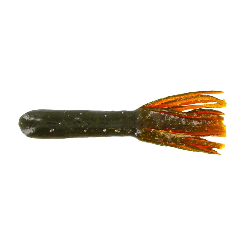 Big Bite Tour Flipper Tube 4" - Green Pumpkin/Orange Tail 8pk