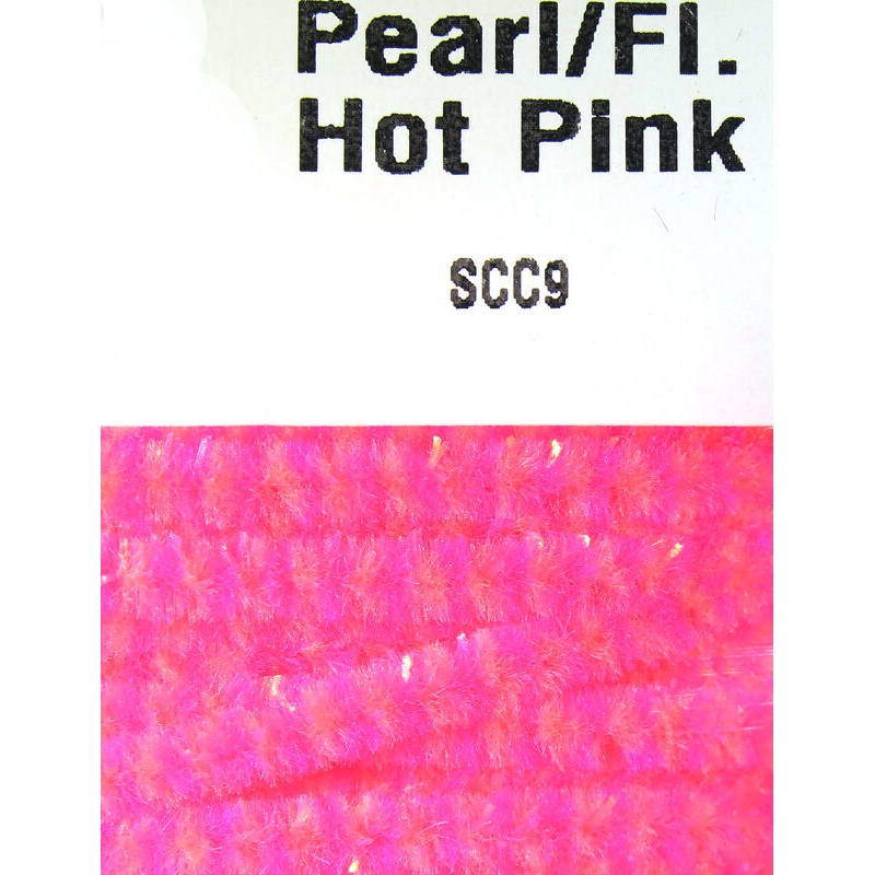 Hareline Speckled Chenille - Pearl/Fl Hot Pink