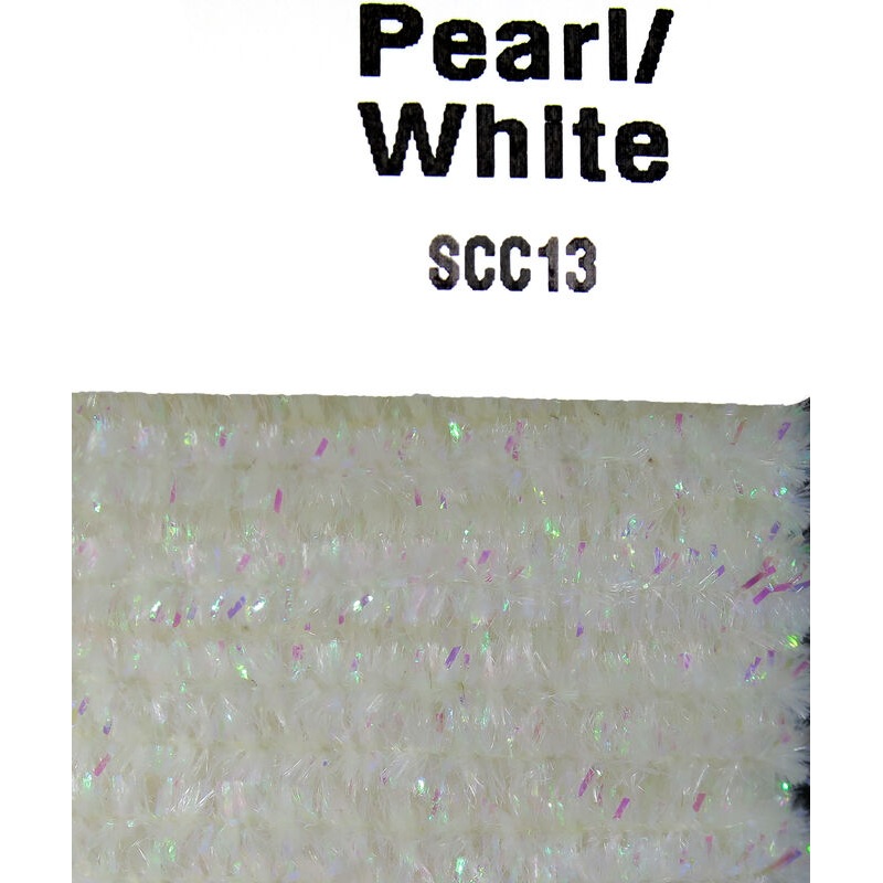 Hareline Speckled Chenille - Pearl/White