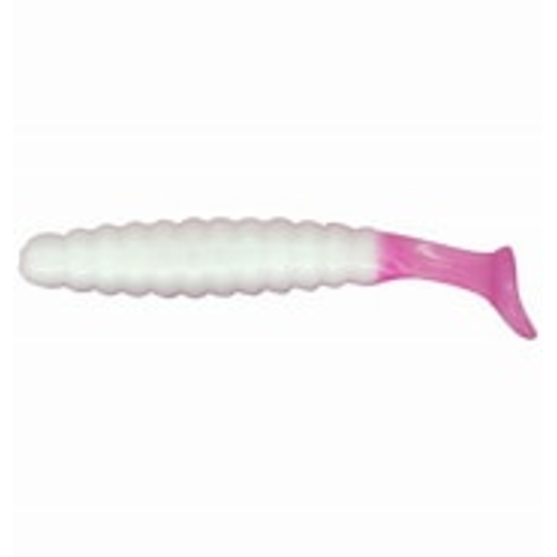 Charlie Brewers 1.5" Crappie/Panfish Slider Grubs 18/pk - White/Pink Glow Tail