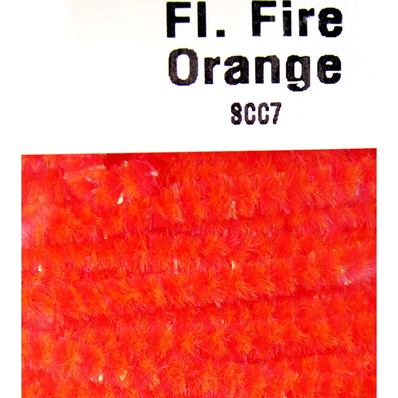 Hareline Speckled Chenille - Pearl / Fl Fire Orange