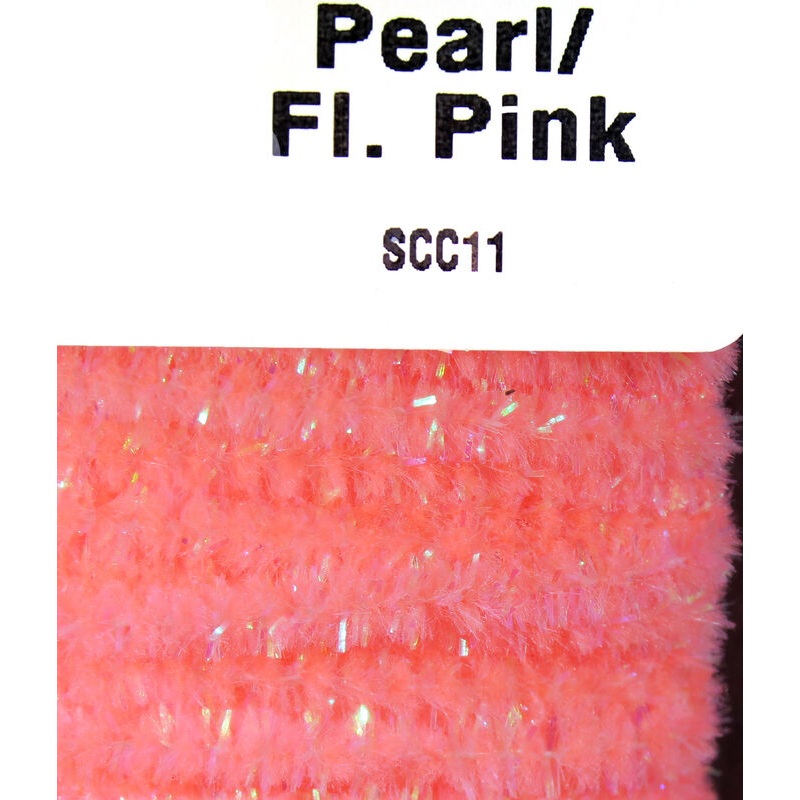 Hareline Speckled Chenille - Pearl/Fl Pink