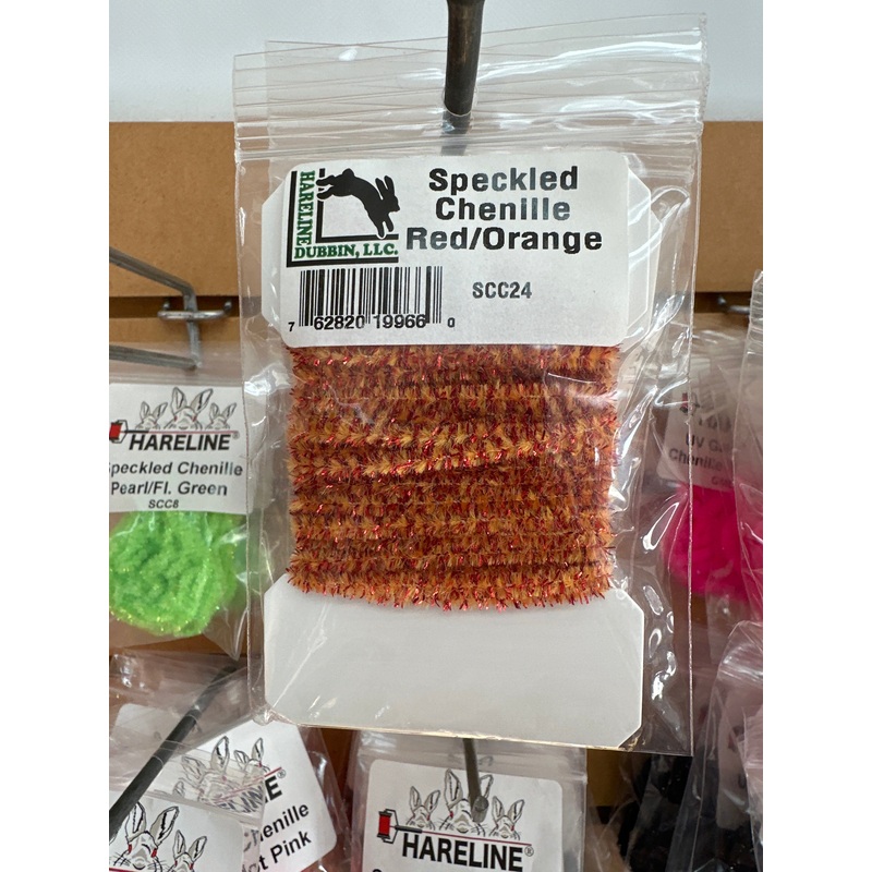 Hareline Speckled Chenille - Red Orange