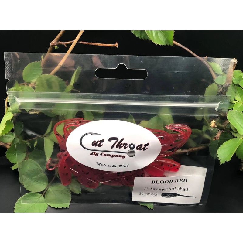 Cut Throat Crappie Crusher 2" Stinger Tail Shad - BLOOD RED 20pk
