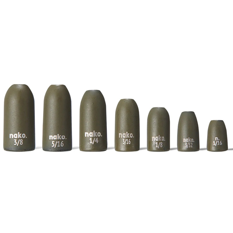 Nako 1/8oz Tungsten Worm Weights - Green Pumpkin 5pk