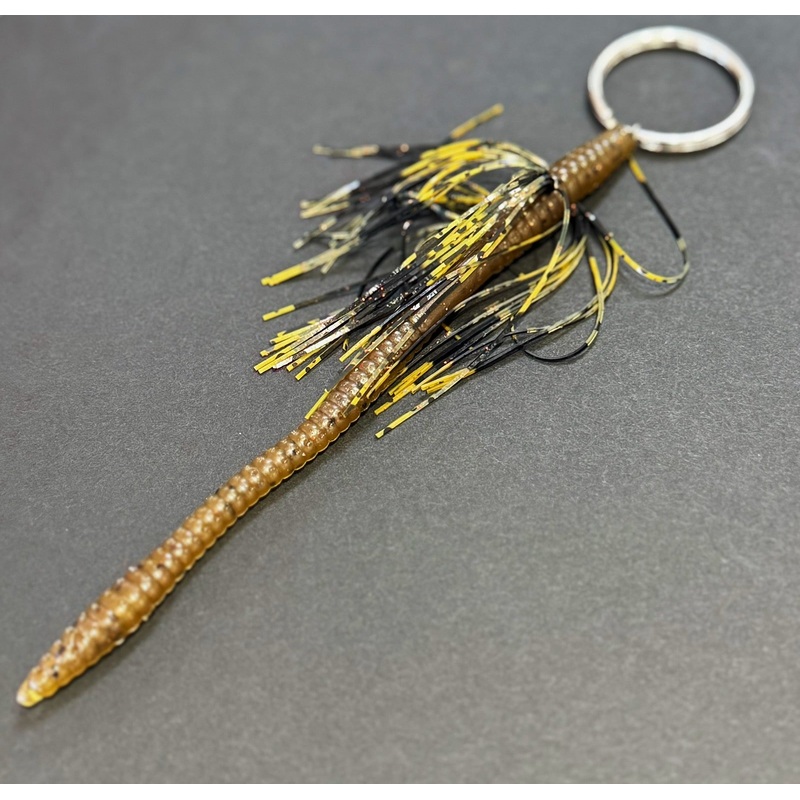 Tightline UV Whisker Finesse Worm 6" Rattl'n - Green Pumpkin w/ Black Green  5pk
