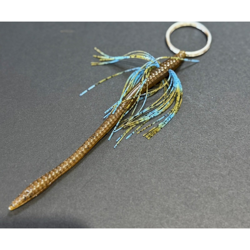 Tightline UV Whisker Finesse Worm 6" RATTL'N - Green Pumpkin w/ Light Blue Green  5pk