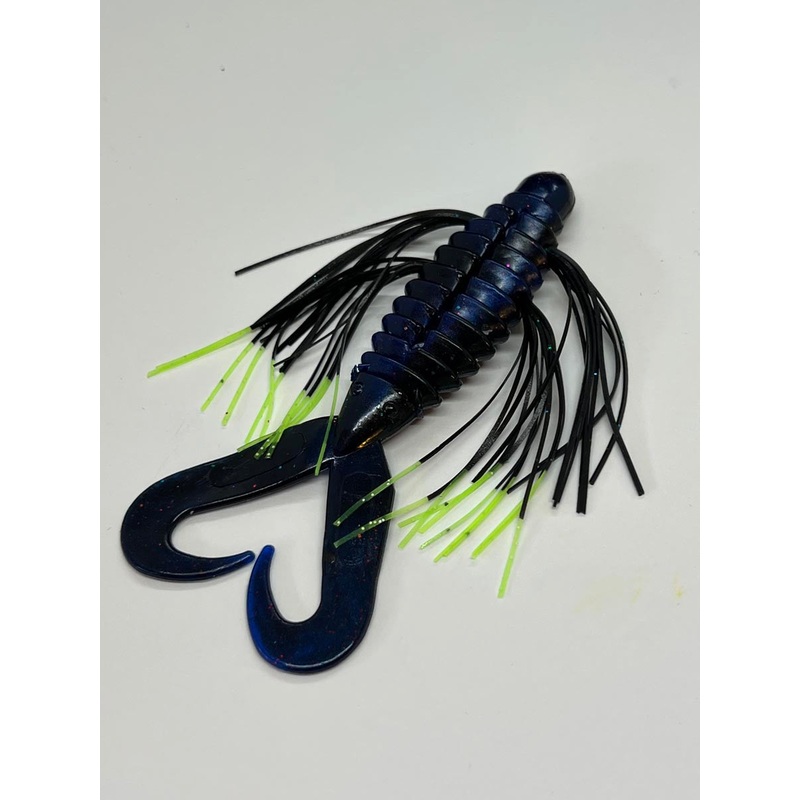 Tightlines UV Whisker Big'N Bug 4" - Blue Black Swirl w/ Chart Tip/Tiger  4pk