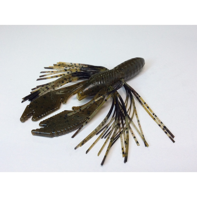 Tightlines UV Whisker DB Hybrid Rattl'N Rig 4" - UV Green Pumpkin w/ Black Green  4pk