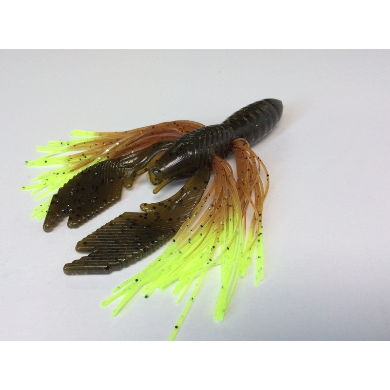 Tightlines UV Whisker DB Hybrid Rattl'N Rig 4" - UV Green Pumpkin w/ Pumpkin Chart Tip  4pk