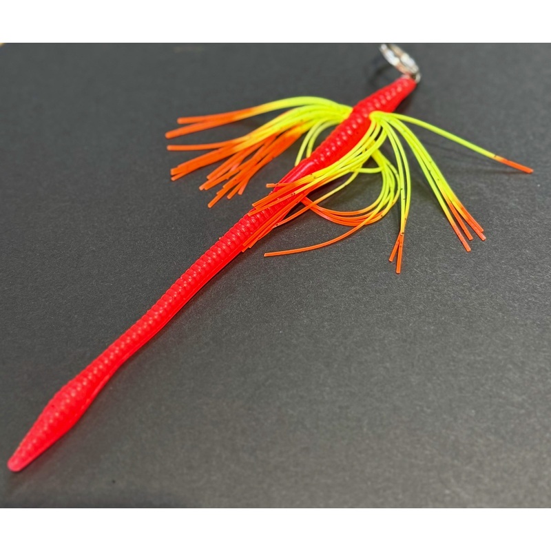 Tightlines UV Whisker Finesse Worm 6" RATTL'N - Methiolate w/ Salt Fire  5pk