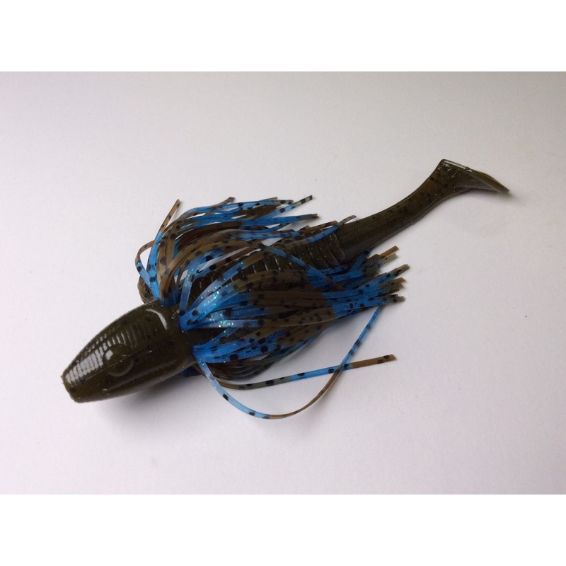Tightlines UV Whisker Sow Belly Rattling 5" - UV Green Pumpkin/Blue Black w/ Blue Sheen  4pk