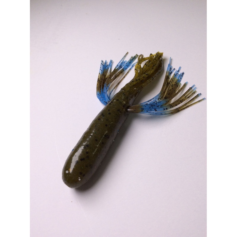 Tightlines UV Whisker Tube Rig 4" - UV Green Pumpkin w/ Light Blue Green  4pk