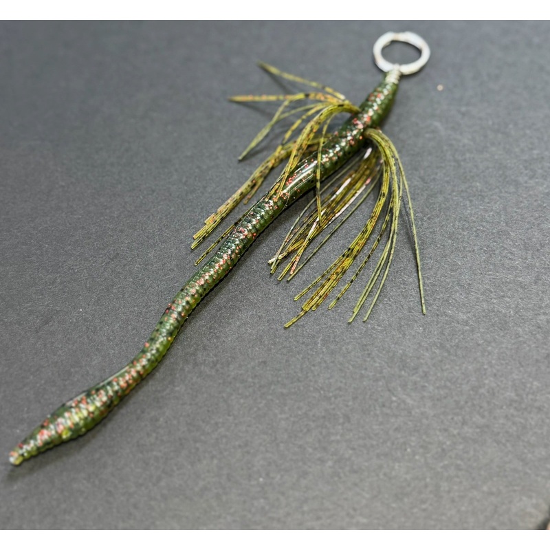 Tightlines UV Whiskers Finesse Worm 6" RATTL'N - Watermelon Red w/ Watermelon Red  5pk