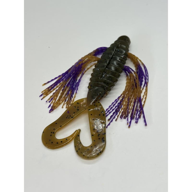 Tightlines UV Wisker BIG'N Bug Rattling 4" - UV Green Pumpkin w/ PBJ  4pk