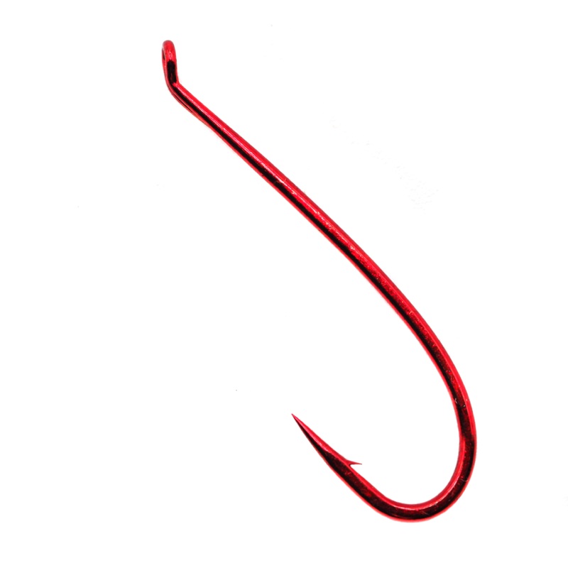 Gamakatsu T10-6H Salmon Tapered Loop Up Eye Hook - Red