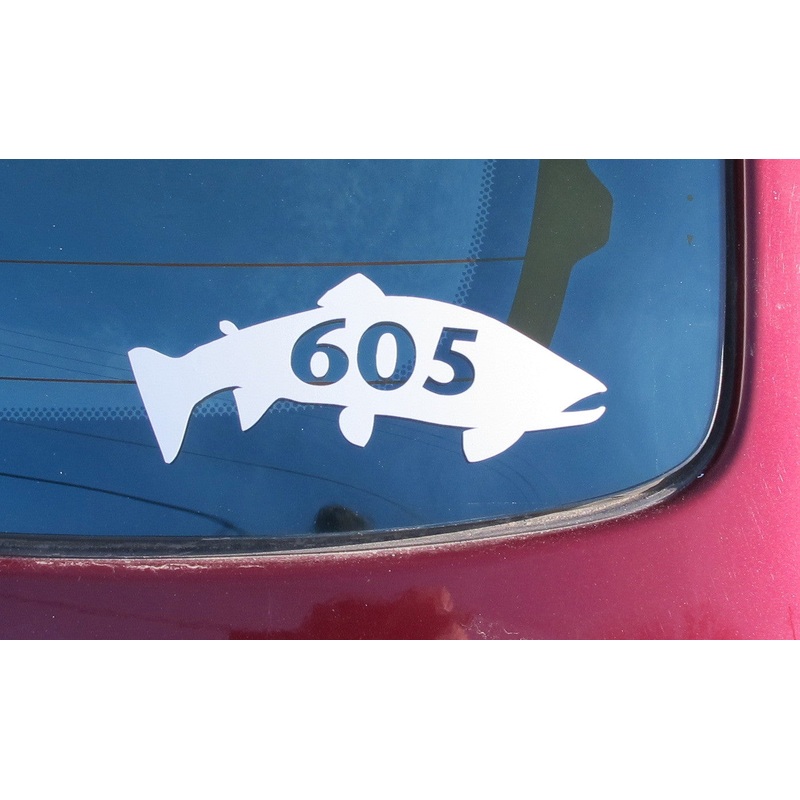 605 Trout Decal/Sticker White