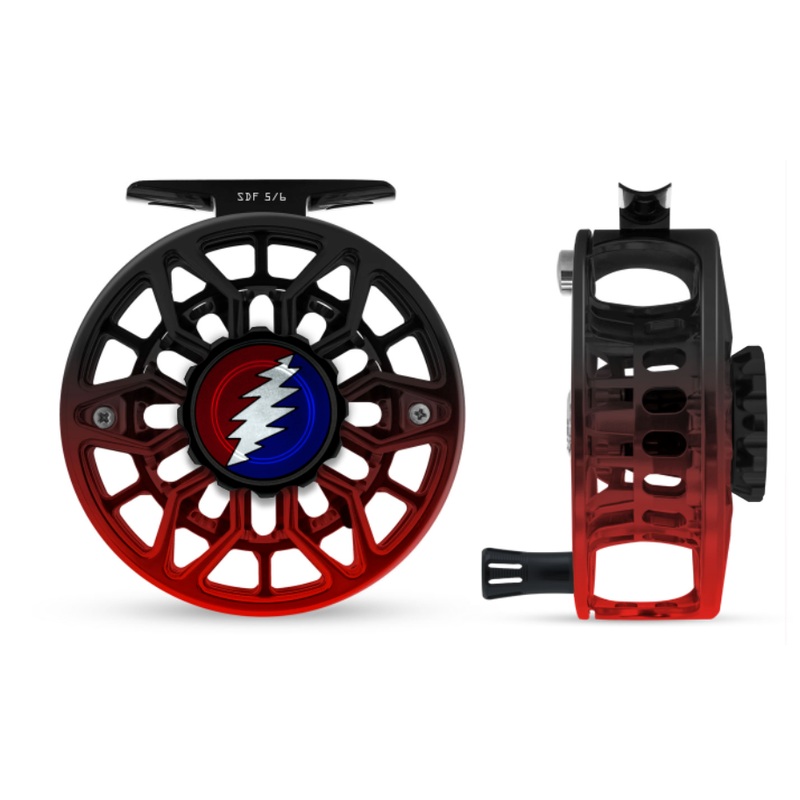 Abel SDF Reel - Grateful Dead Bolt - Black Red Fade Ported 5/6