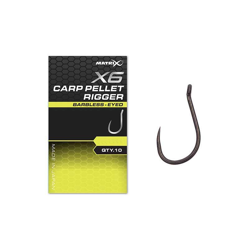 Matrix X6 Carp Pellet Rigger Hook - Eyed Barbless