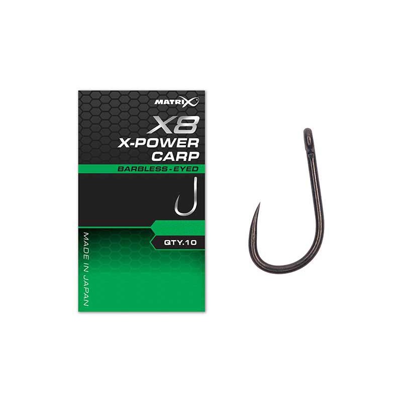 Matrix X8 X-Power Carp Hook - Eyed Barbless