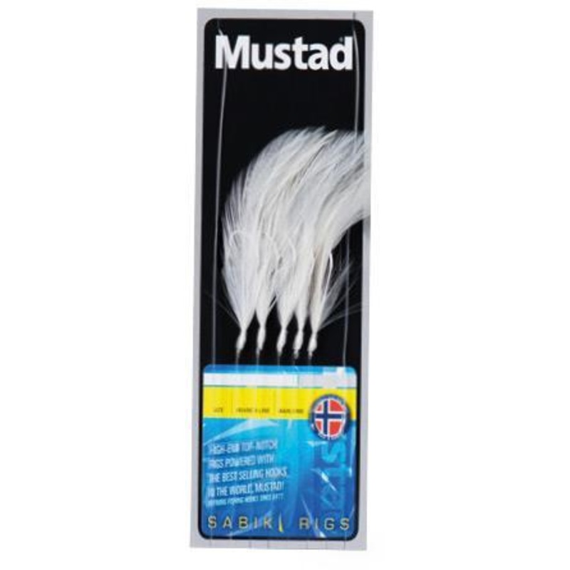 Mustad 5 Hook White Feathers