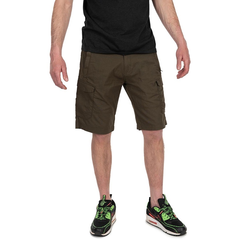 Fox Collection Light Weight Cargo Shorts Green & Black