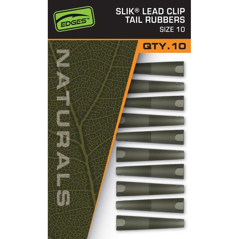 Fox Edges Naturals Slik Lead Clip Tail Rubbers Size 10