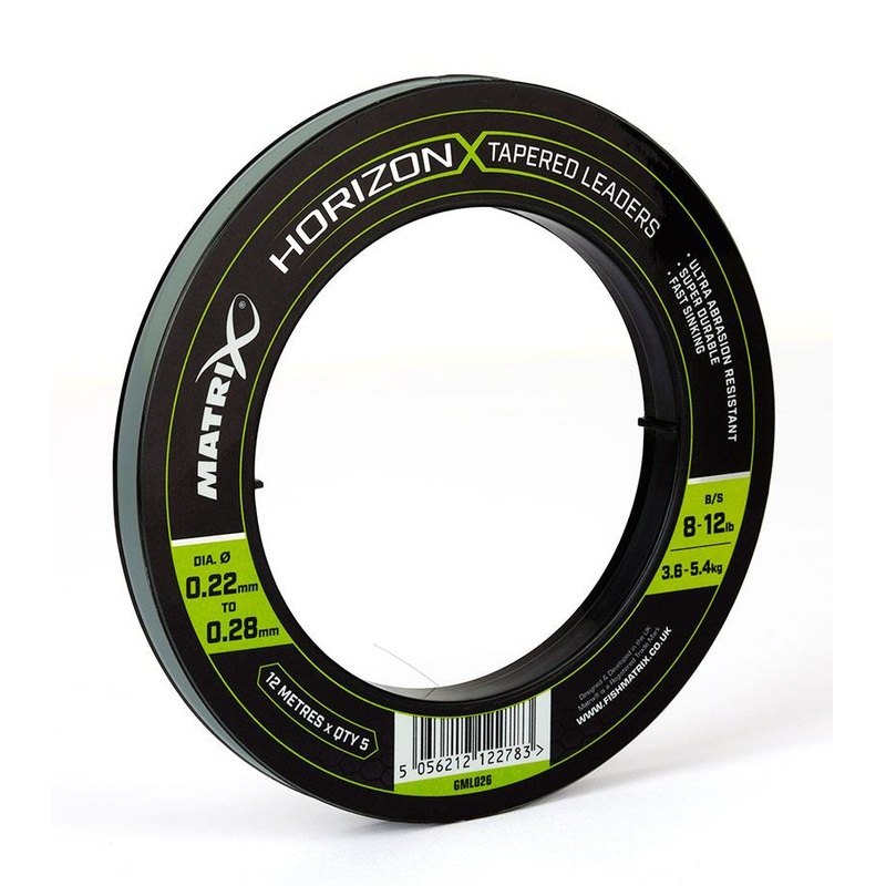 Fox Matrix Horizon X Tapered Shock Leader 8lb - 12lb (12m) x5