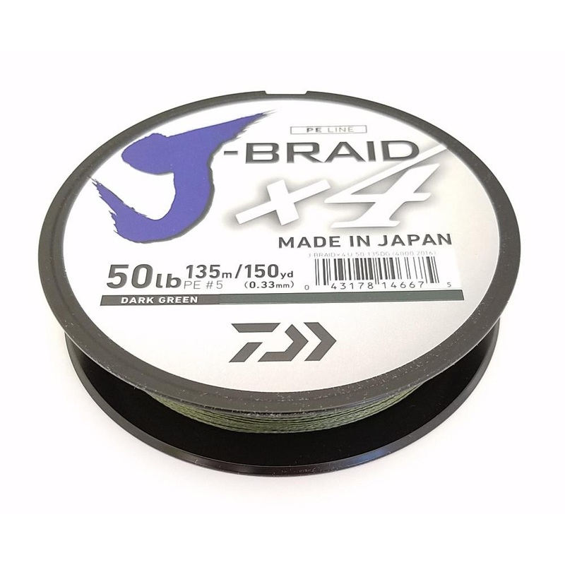 Daiwa J-Braid X4 Braided Line 150 Yards Dark Green