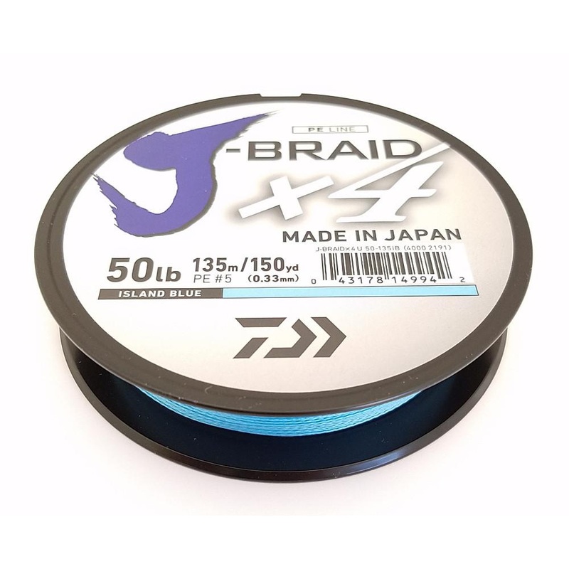 Daiwa J-Braid X4 Braided Line 150 Yards Island Blue