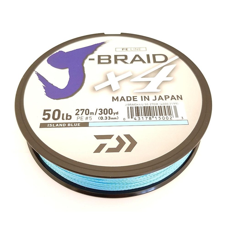 Daiwa J-Braid X4 Braided Line 300 Yards Island Blue