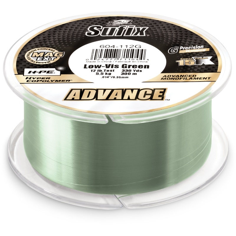Sufix Advance Lo-Vis Green Monofilament 250-330 Yard Spools